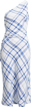 Madewell Ruched One-Shoulder Linen Midi Dress
