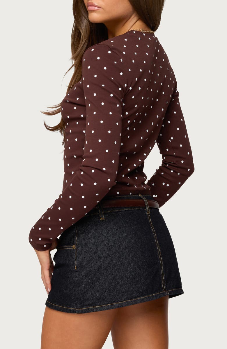 EDIKTED Daliya Polka Dot Long Sleeve Cotton Crop T-Shirt, Alternate, color, 
