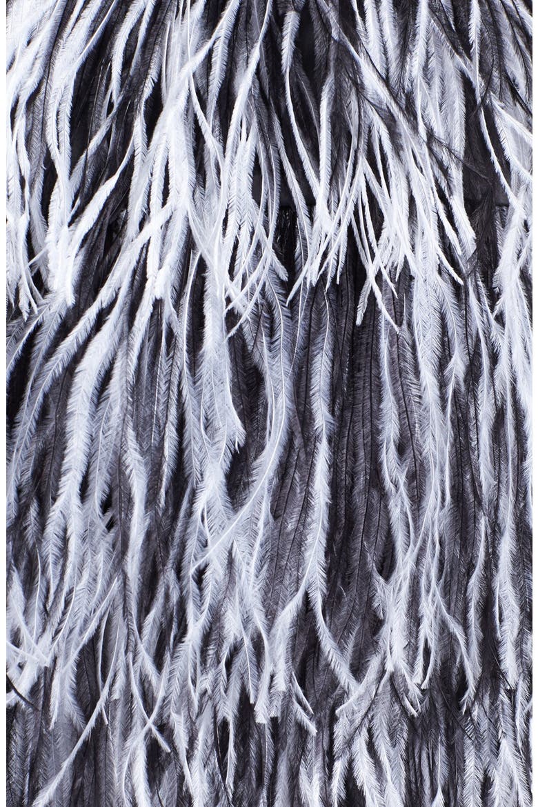 Ostrich Feather Miniskirt, Alternate, color, BLACK/ WHITE