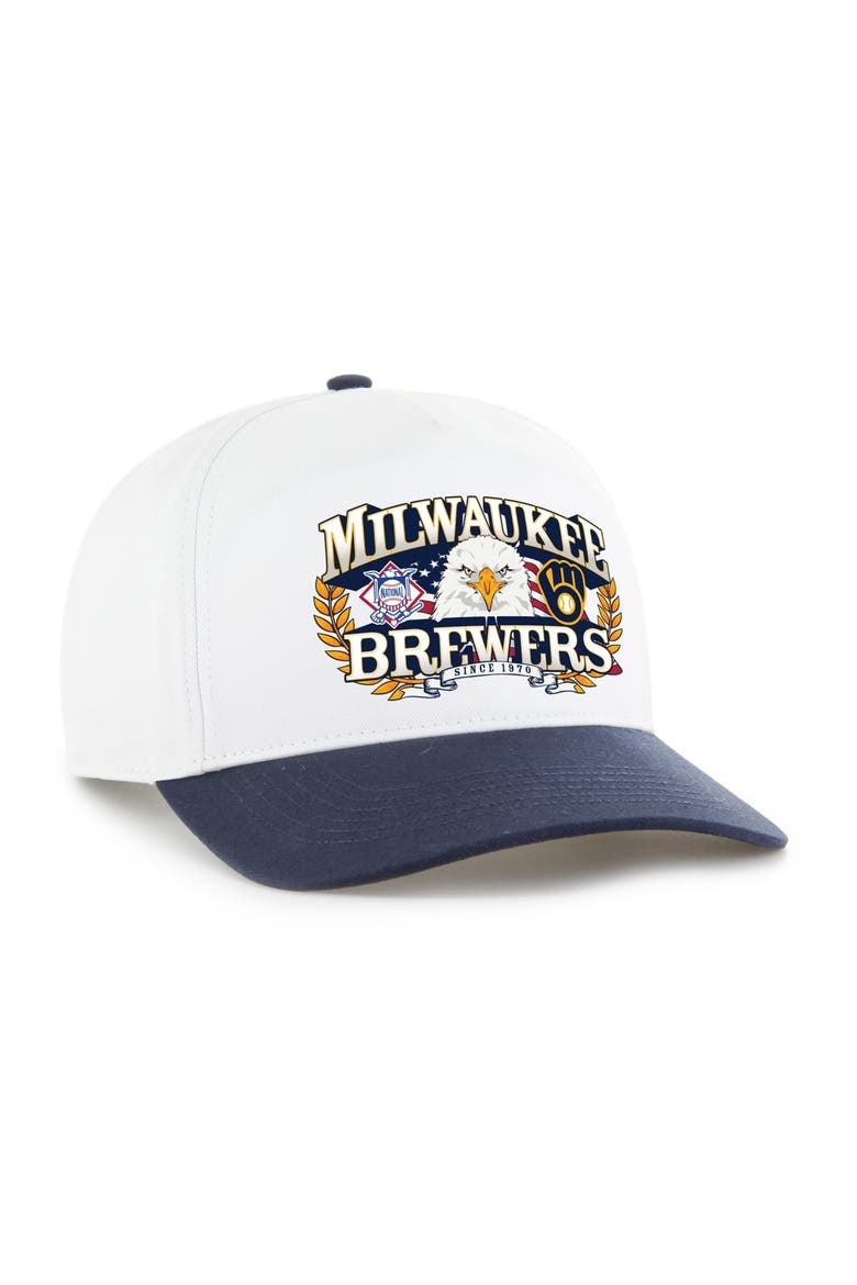 Men's '47 White/Navy Milwaukee Brewers Americana Eagle Hitch Adjustable Hat, Alternate, color, White