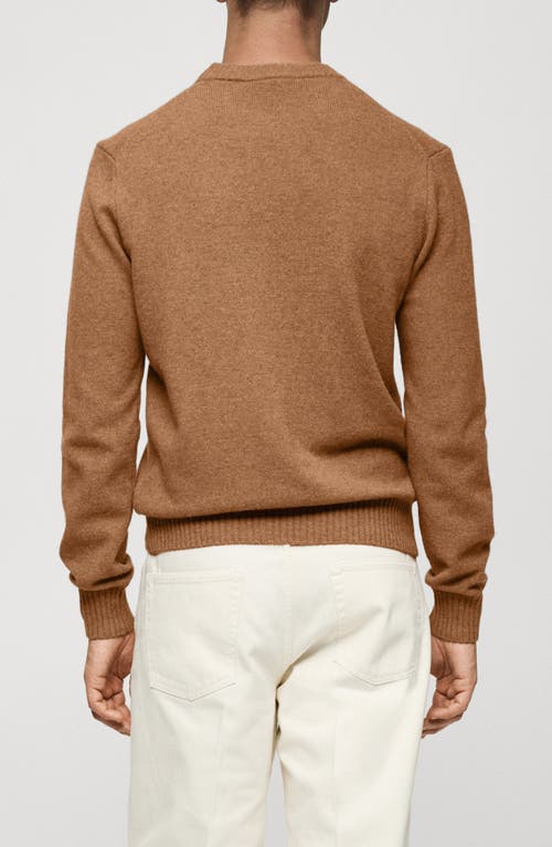 Mango Men's Wool-blend Knit Sweater In Medium Brown
