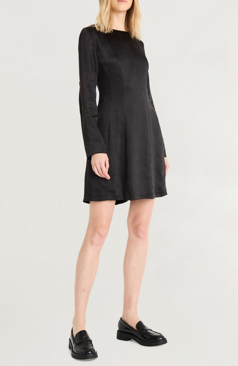 Luxely Long Sleeve High-Low Satin Midi Dress, Alternate, color, 