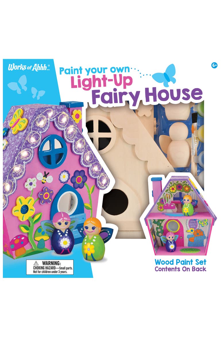 Light-Up Fairy House Wood Craft Kit, Main, color, Multicolor