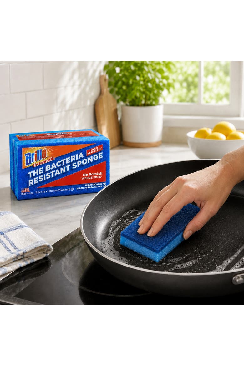 No Scratch Wedge Edge Scrub Sponge, Alternate, color, Blue