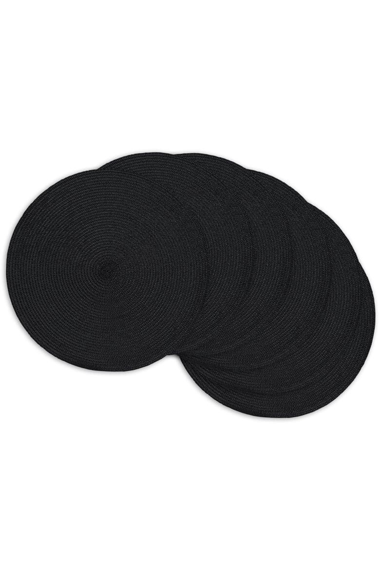 Indoor/Outdoor Round Placemat, Set/6, Black, Main, color, Black