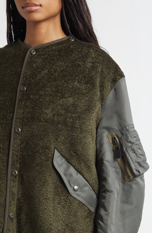 Junya Watanabe Two Tone Midi Bomber Coat In Green