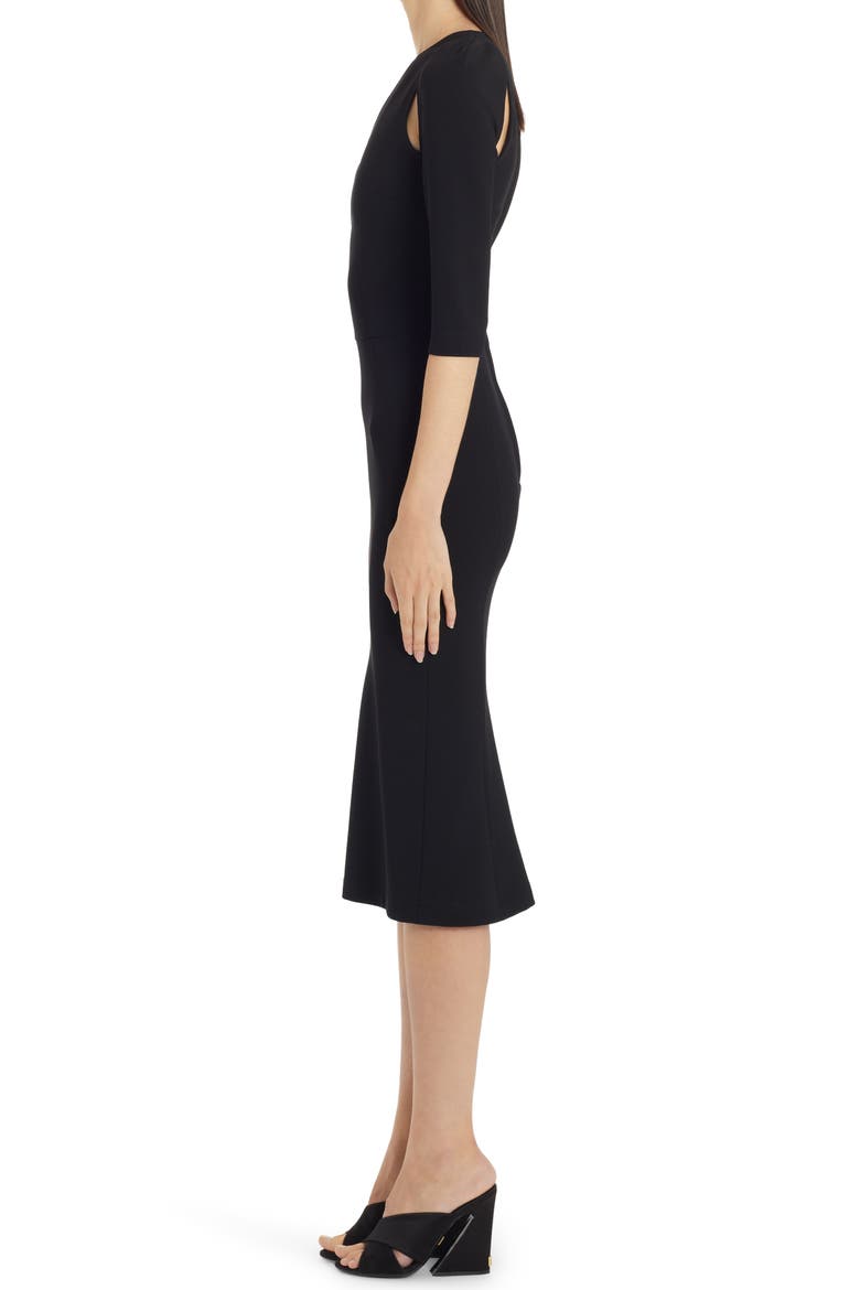 Cutout Jersey Midi Sheath Dress, Alternate, color, N0000 NERO