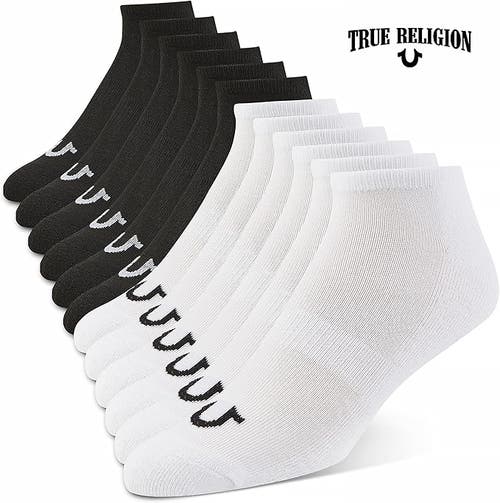 True Religion 12 Pairs Premium Athletic No Show Socks In White