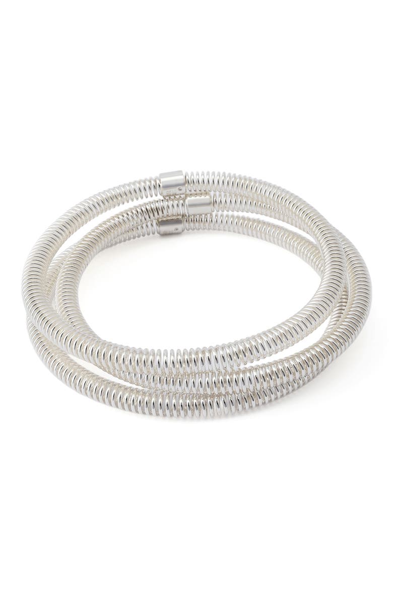 Set of Three Coiled Bangles, Main, color, SILVER