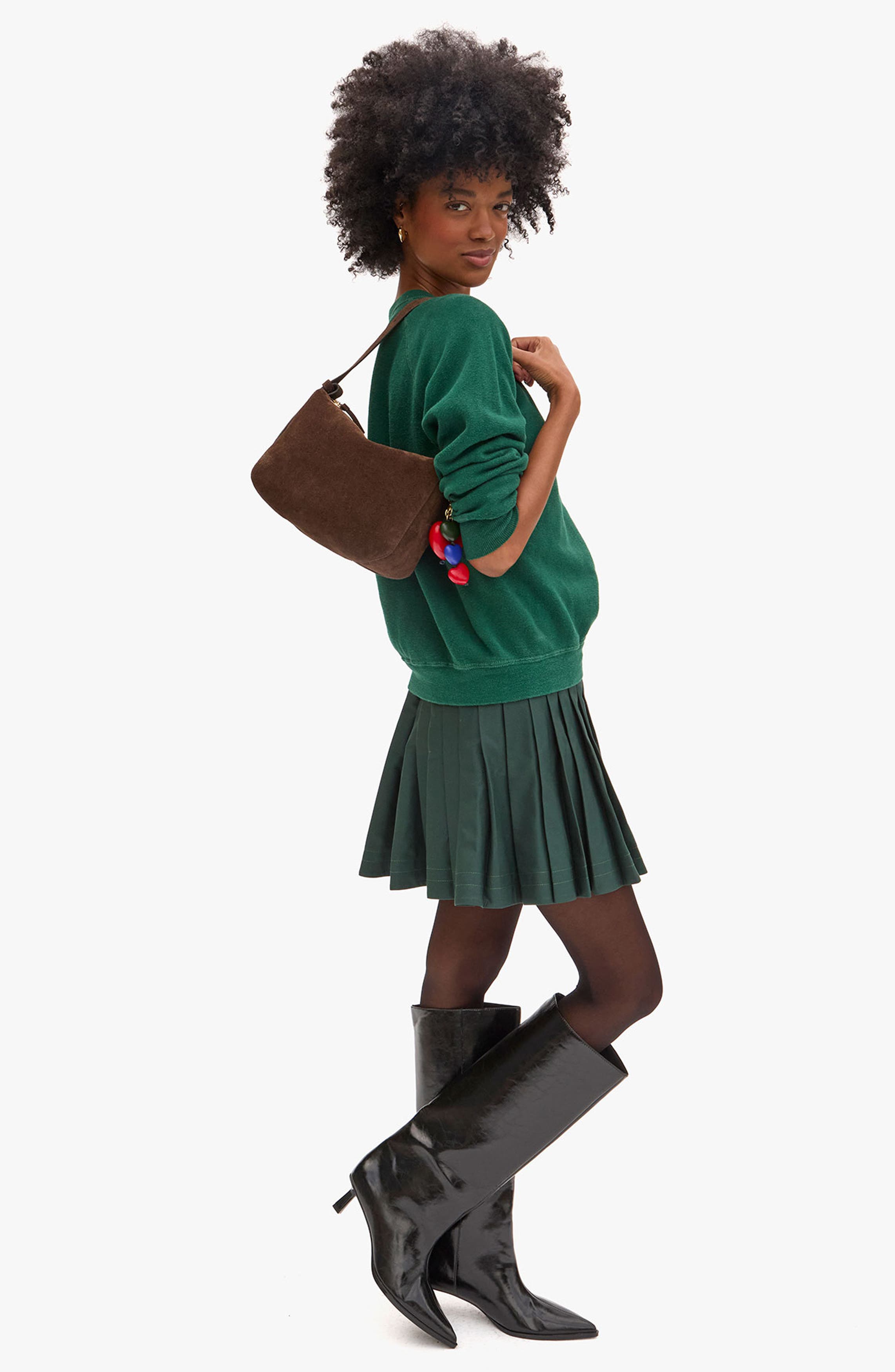 Clare V. Fleurine Suede Shoulder Bag, Alternate, color, Chocolate