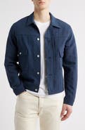 EDWIN Navy Cotton & Linen Twill Trucker Jacket