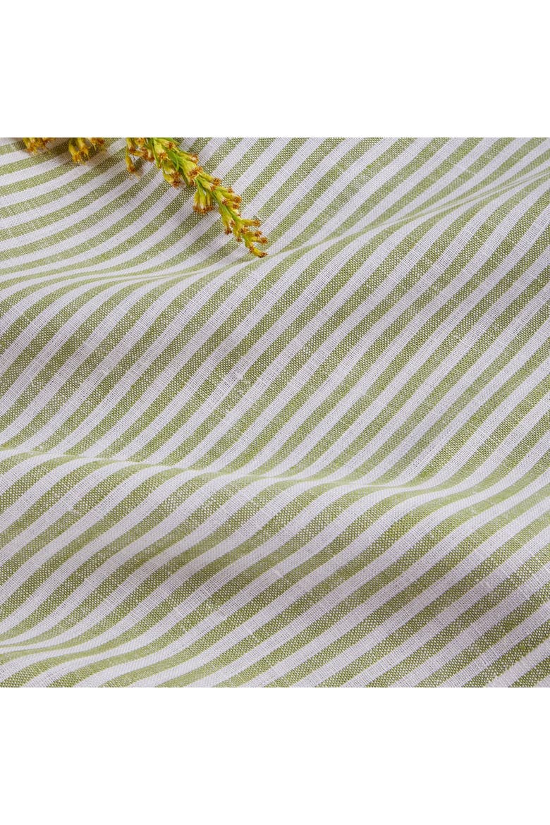 Linen Dinner Napkins Set of 4, 20 x 20" - Narrow Stripe, Alternate, color, Avocado and White