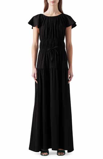 LK Bennett Carla Ruffle Sleeve Tiered Maxi Dress