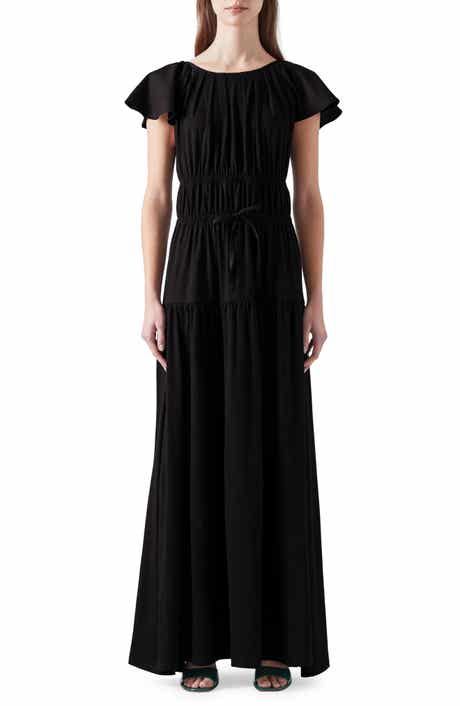 LK Bennett Carla Ruffle Sleeve Tiered Maxi Dress
