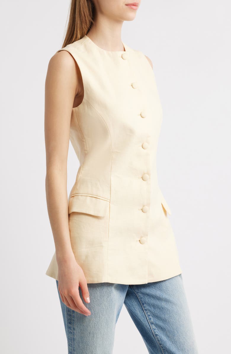 Faithfull the Brand Jane Linen Vest, Alternate, color, Butter