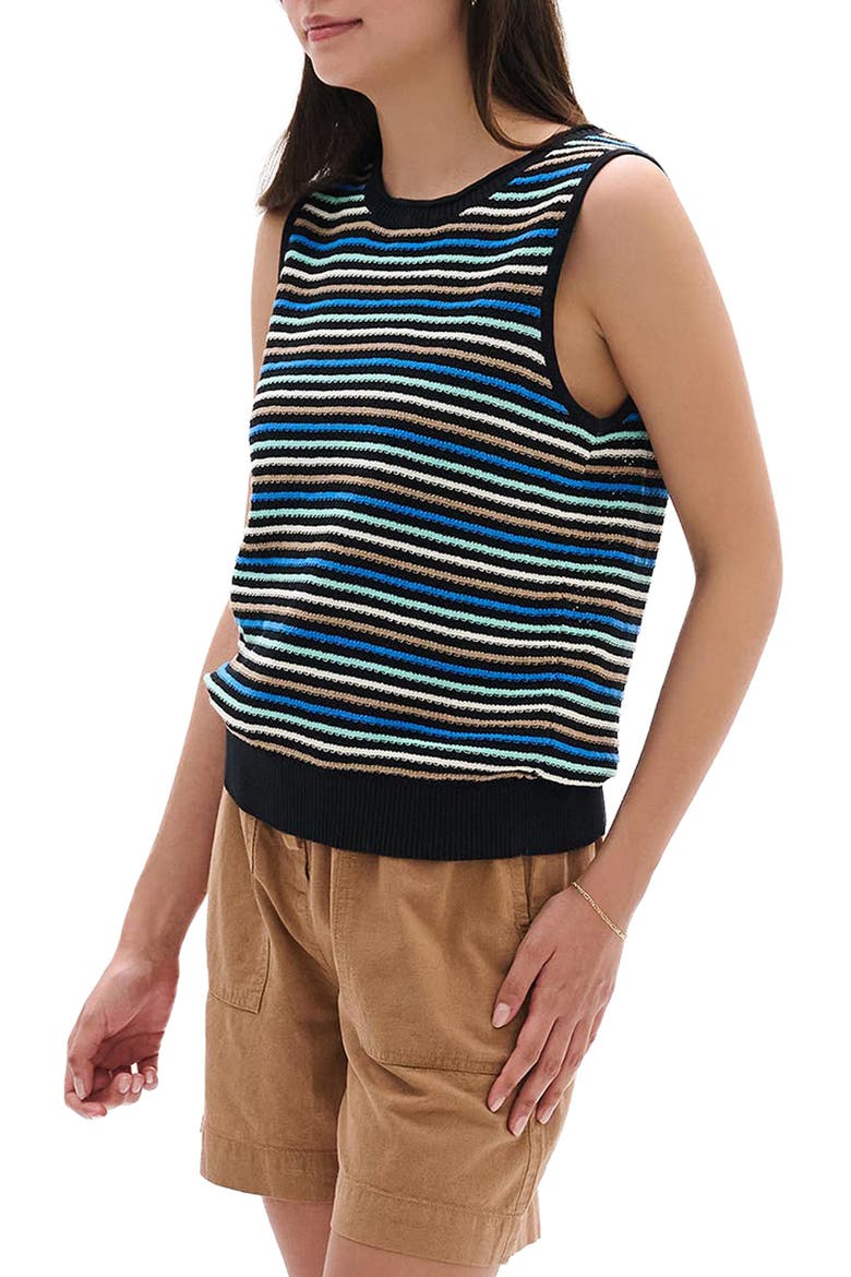 Kate Desert Stripe Cotton Sweater Vest, Alternate, color, BLACK
