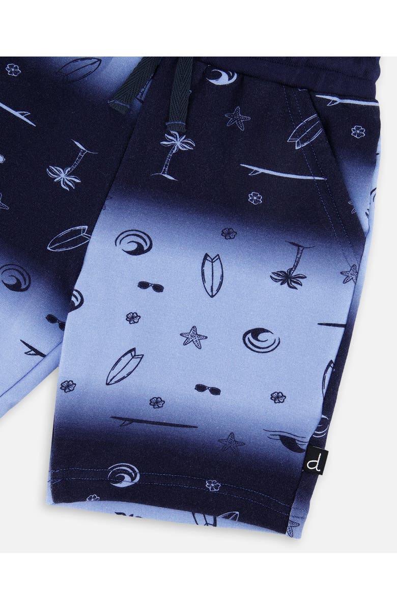 Deux par Deux Elastic Waist Gradient French Terry Shorts, Alternate, color, Blue Gradient