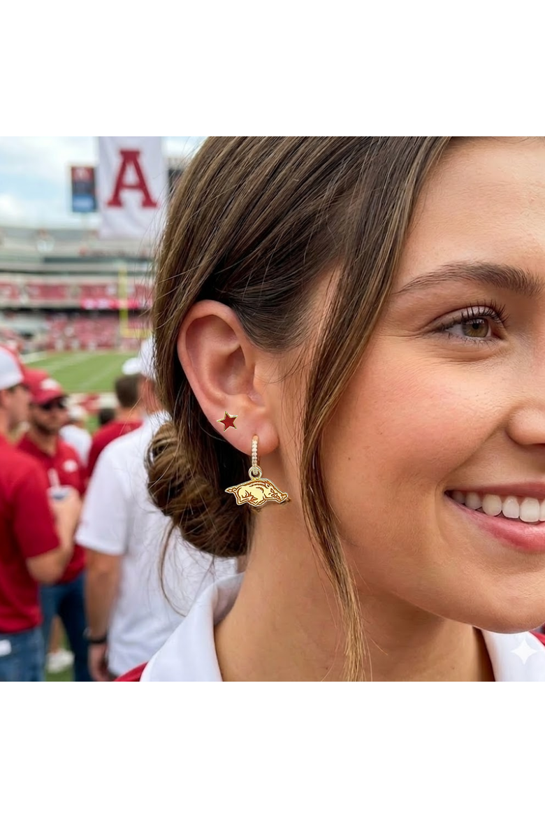 University Of Arkansas  Pennant Pair Earring Set, Alternate, color, Yellow Gold