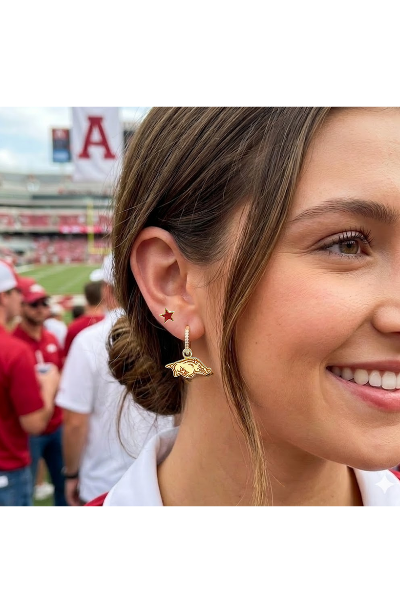 Color Shout University Of Arkansas  Pennant Pair Earring Set, Alternate, color, Yellow Gold