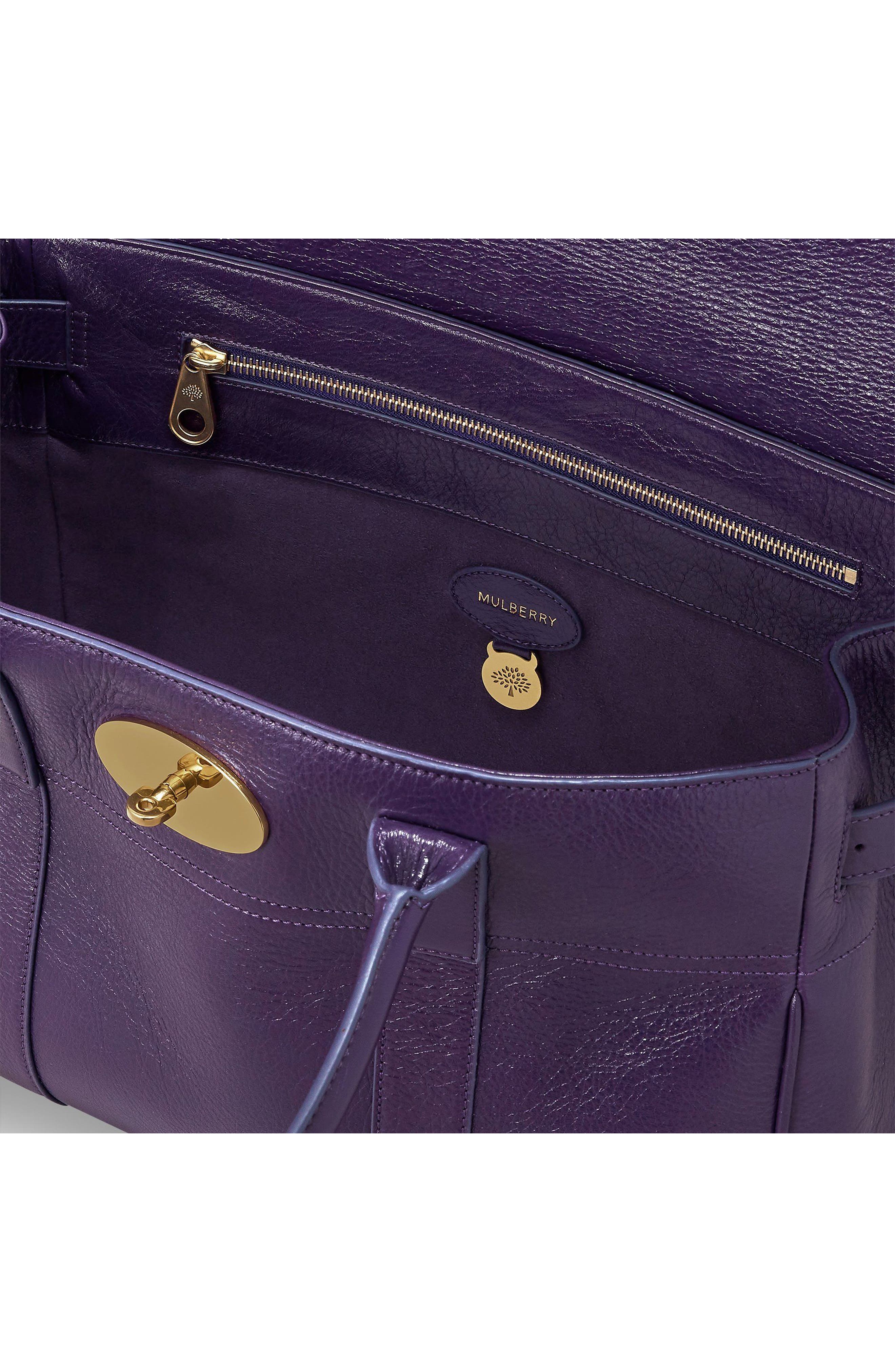 Bayswater High Shine Leather Satchel, Alternate, color, AMETHYST