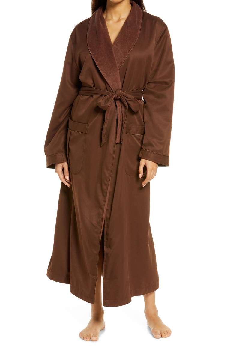 Women's Sherbrooke Brushed Microfiber Robe, Main, color, CHOCOLATE