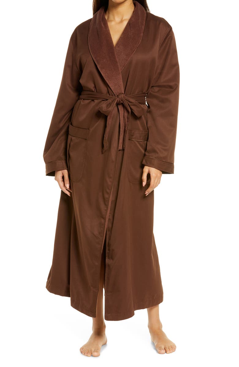 Majestic International Women's Sherbrooke Brushed Microfiber Robe, Main, color, Chocolate