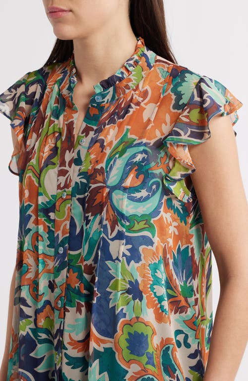 Julia Jordan Ruffle Pintuck Shift Dress In Orange Multi