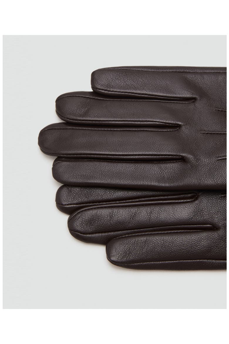 Faux Fur Trim Leather Gloves, Alternate, color, CHOCOLATE