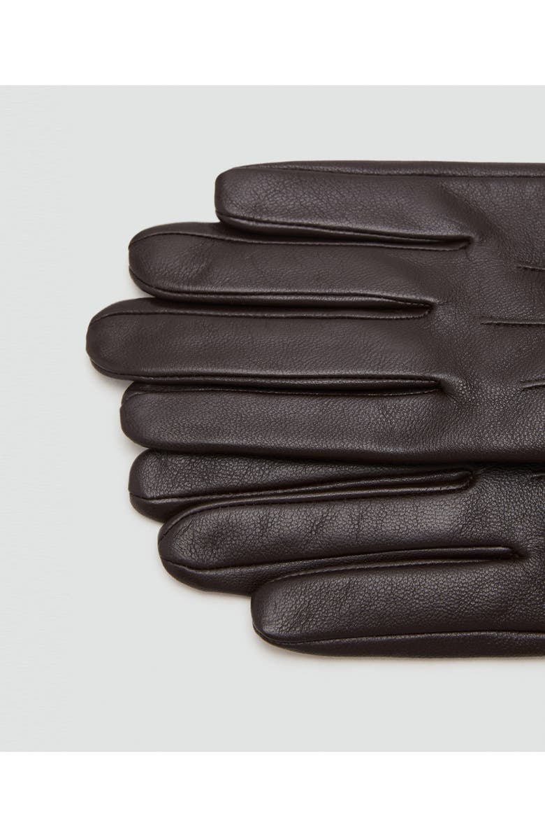MANGO Faux Fur Trim Leather Gloves, Alternate, color, Chocolate
