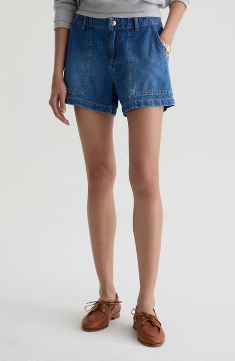 Analeigh High Waist Workwear Denim Shorts (Gold Mountain)