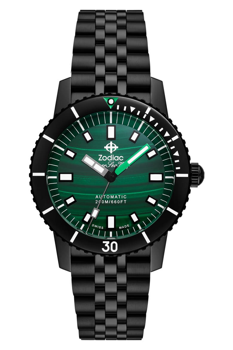 Compression Diver Automatic Black Stainless Steel Watch, 40mm, Main, color, BLACK