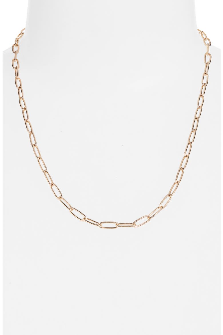 Paperclip Chain Necklace, Alternate, color, GOLD