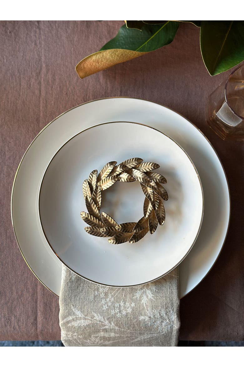7.5" Iron Wreath Ornament, Brass, Alternate, color, Brass