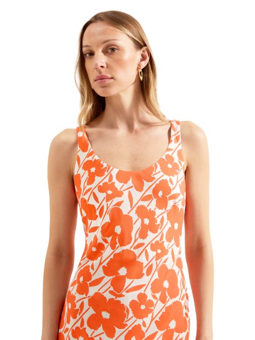 Ro&zo Womens Poppy-print Scoop-neck Woven Midi Dress Orange In Orange