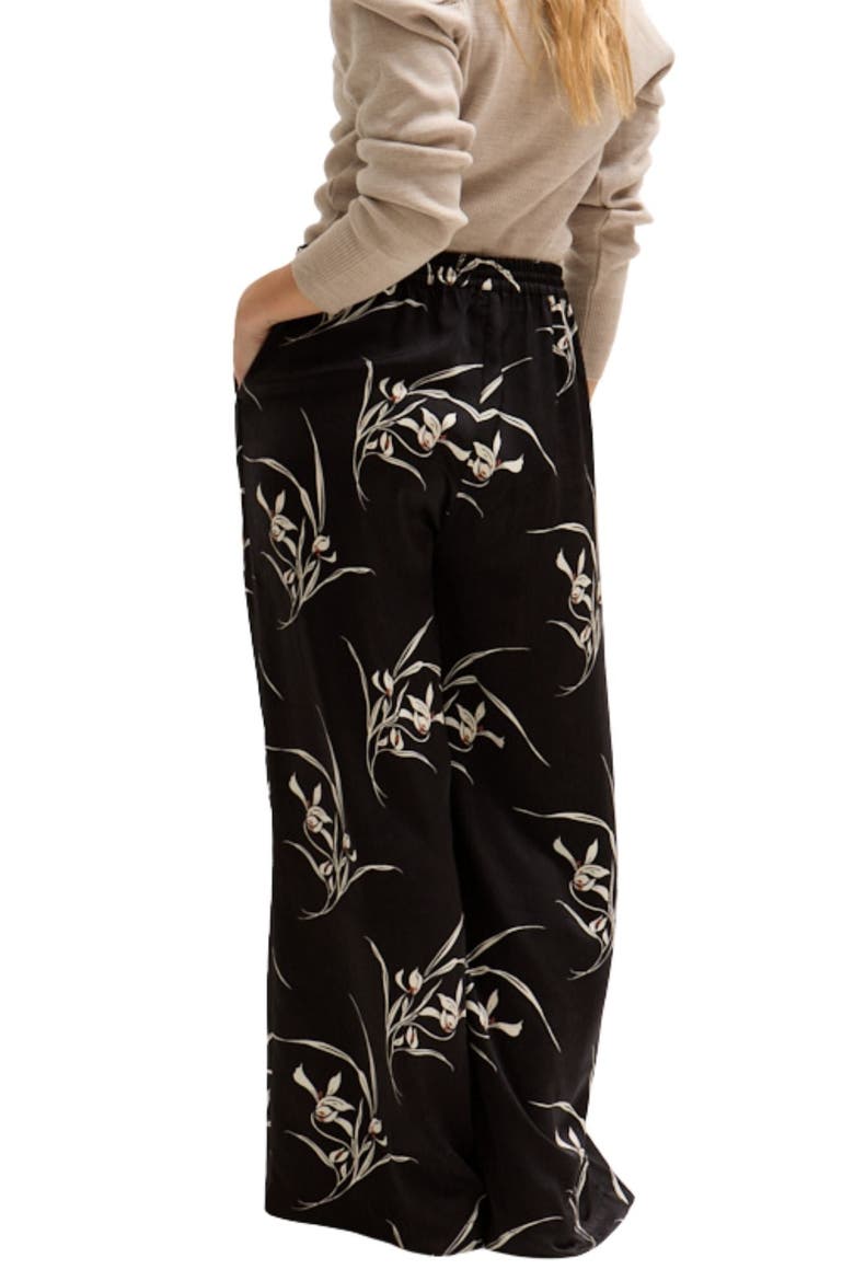 Lillibet Wide Leg Large Floral Print Trouser, Alternate, color, Black