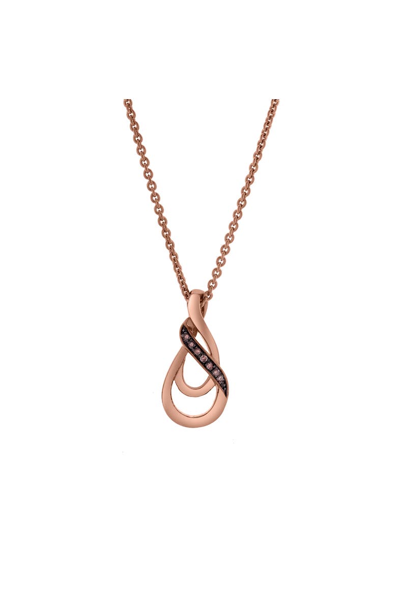 Sorelle Sterling Silver 0.03 Ct Diamond Twist Pendant Necklace, Main, color, Pink Rhodium Sterling Silver