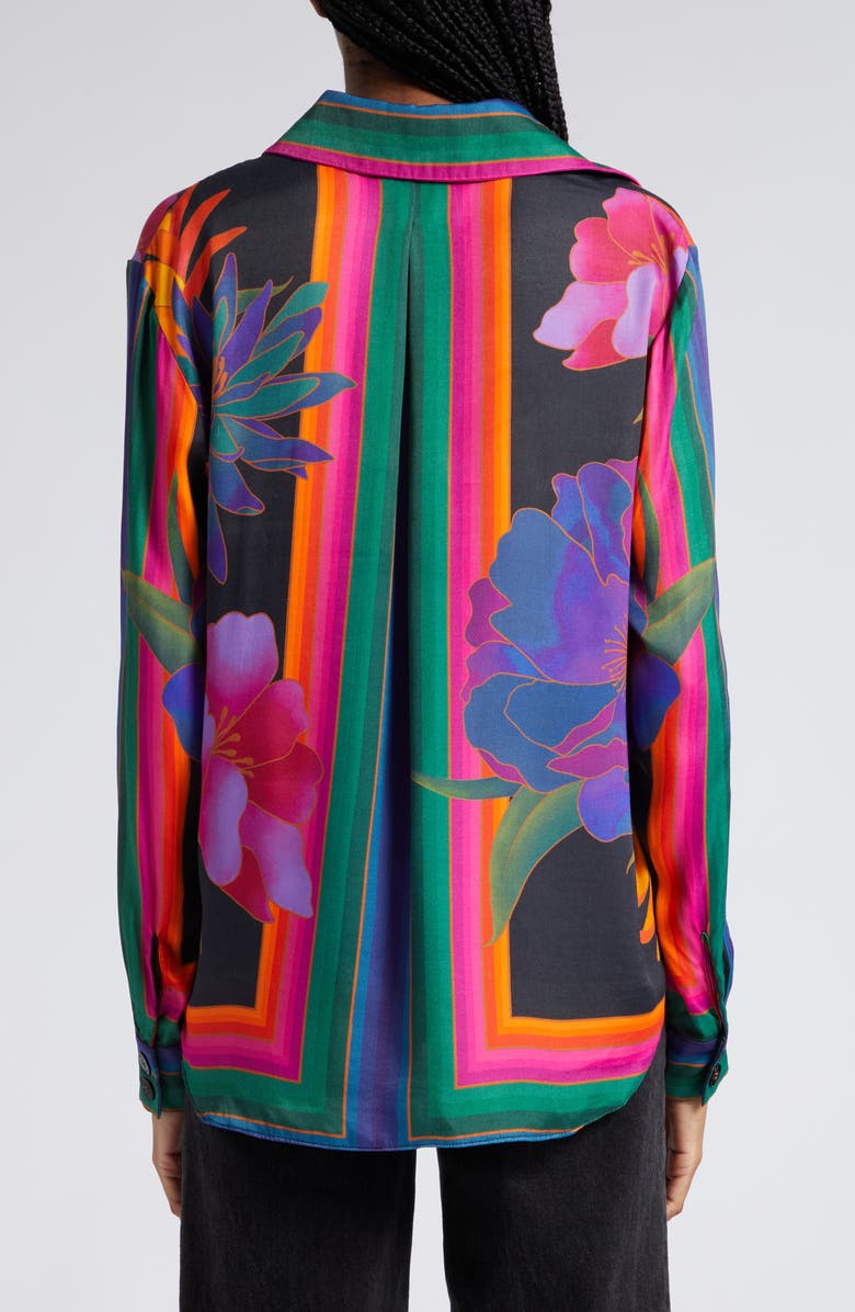 FARM Rio Flower Season Scarf Print Button-Up Shirt, Alternate, color, 