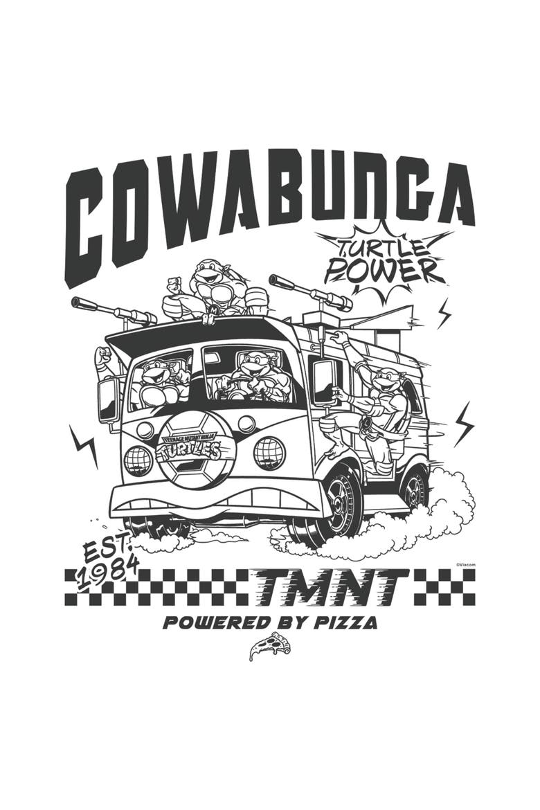 Men's Teenage Mutant Ninja Turtles Cowabunga Team Power Race  Graphic T-Shirt, Alternate, color, White