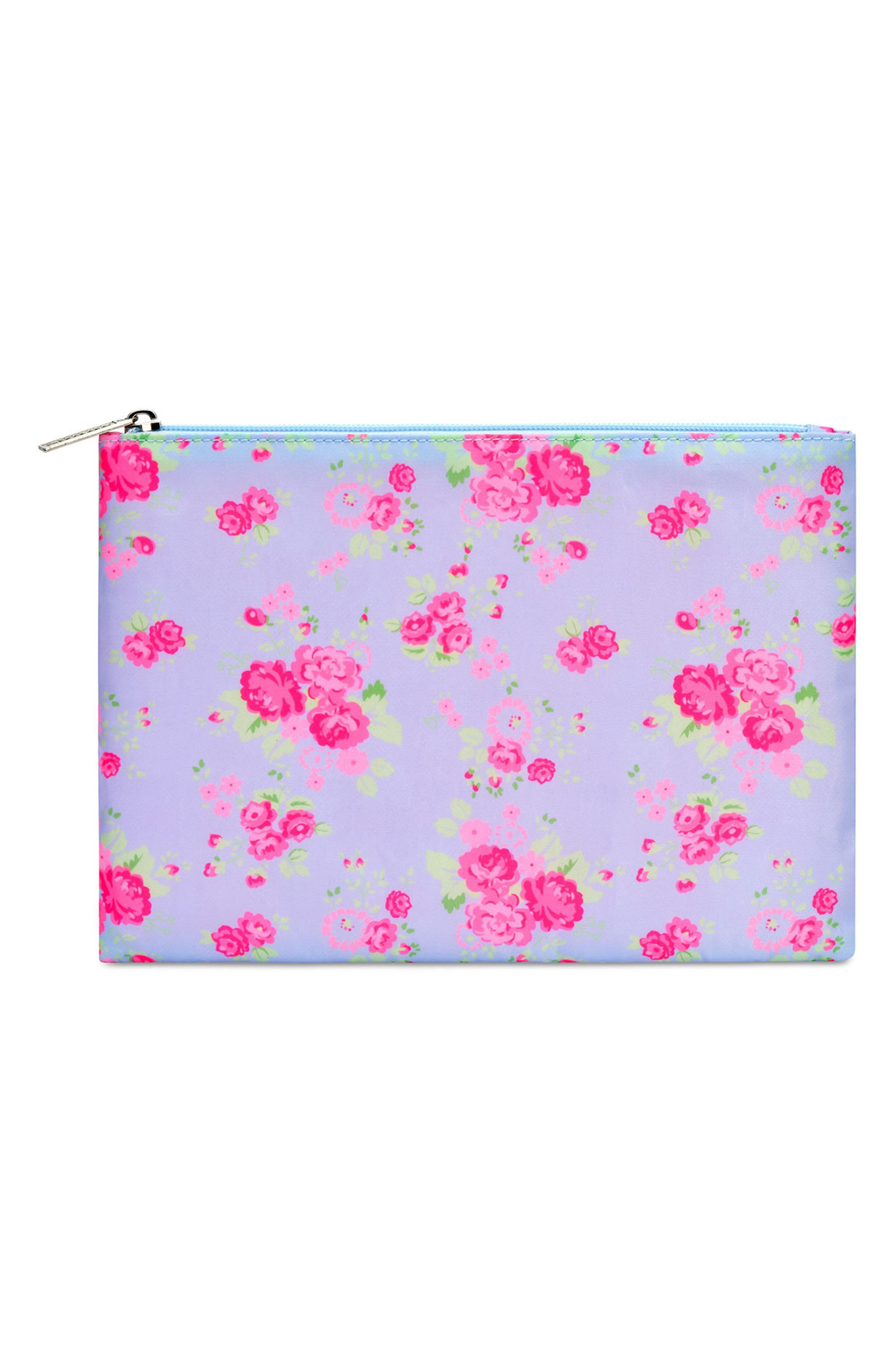 Kids' Floral Cosmetic Bag Trio, Alternate, color, PINK MULTI