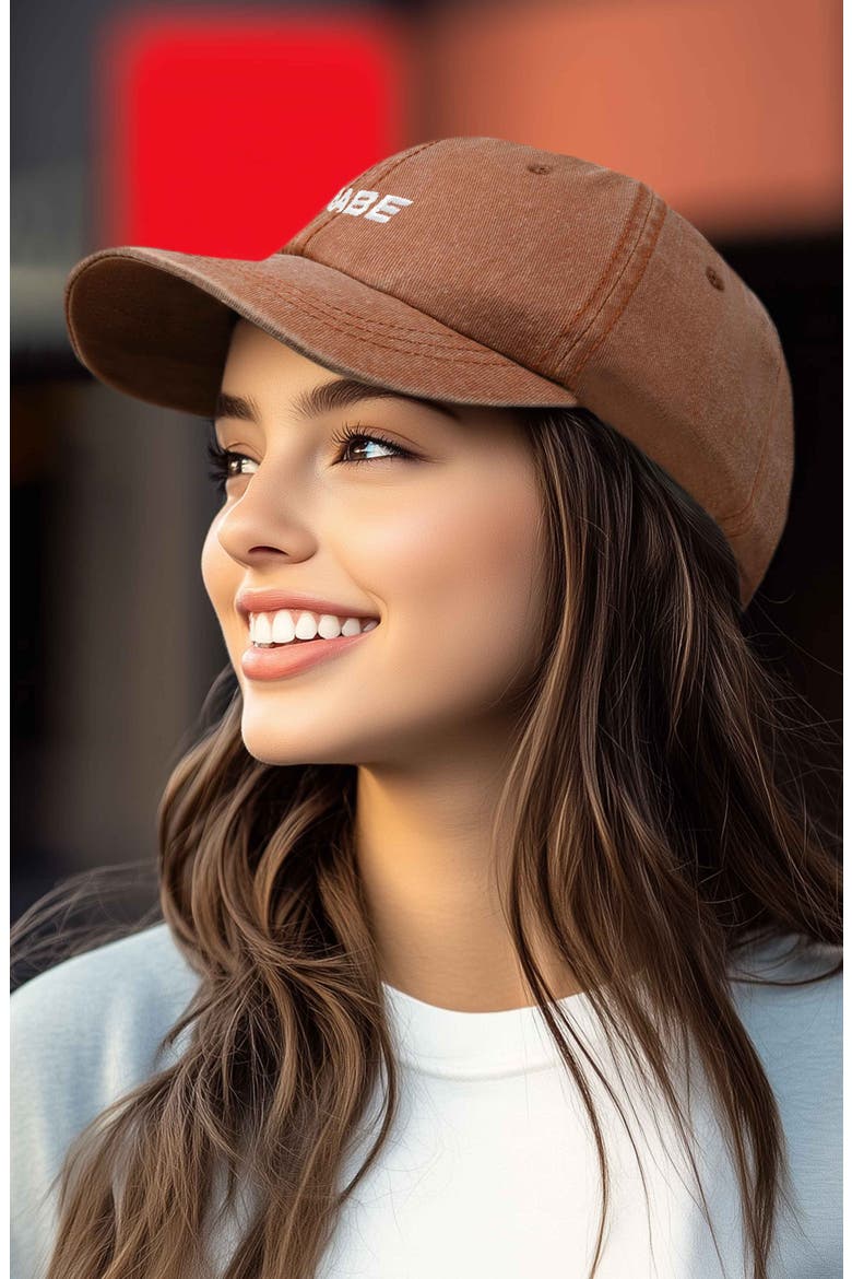 Babe Embroidered Cap, Alternate, color, Washed Orange