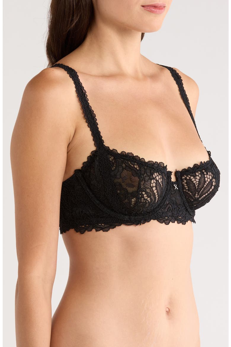 Romantic Corded Lace Unlined Underwire Bra, Alternate, color, BLACK CAVIAR