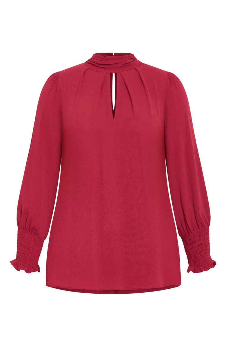 City Chic Iris Keyhole Top, Alternate, color, Ruby