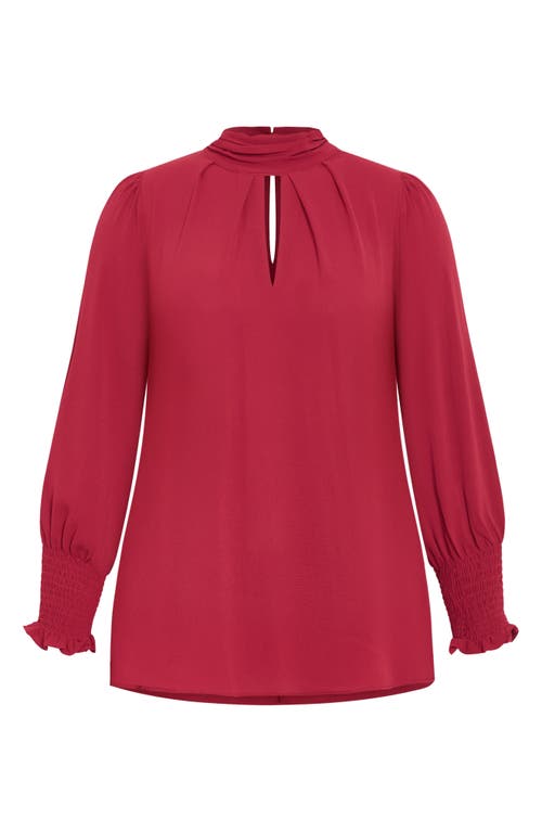 City Chic Iris Keyhole Top In Red