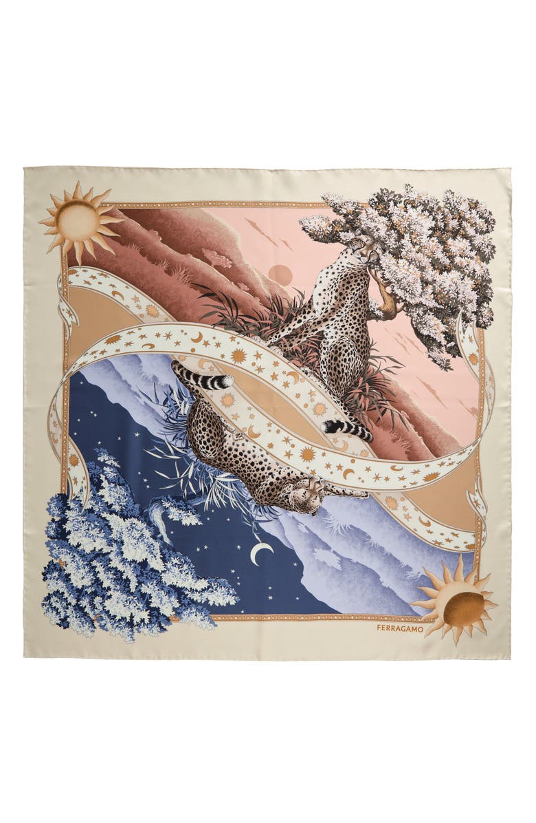 FERRAGAMO Day & Night Print Silk Twill Scarf, Alternate, color,