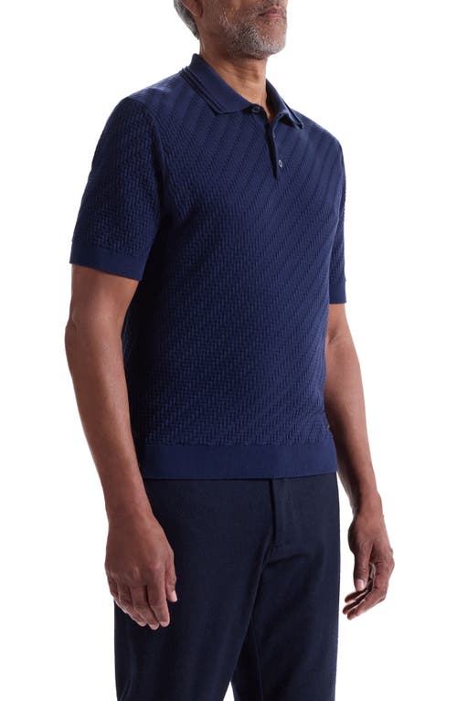 Bugatchi Basket Stitch Cotton Blend Polo Sweater