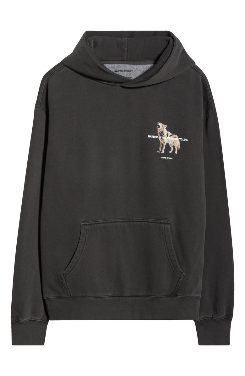 SANTO STUDIO Wolf Night Club Graphic Hoodie, Main, color, Vintage Black