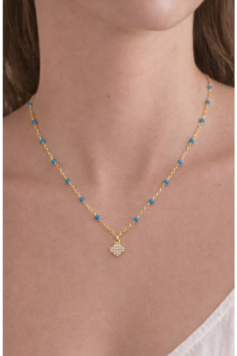 Enamel Pavé Clover Pendant Necklace, Alternate, color, GOLD