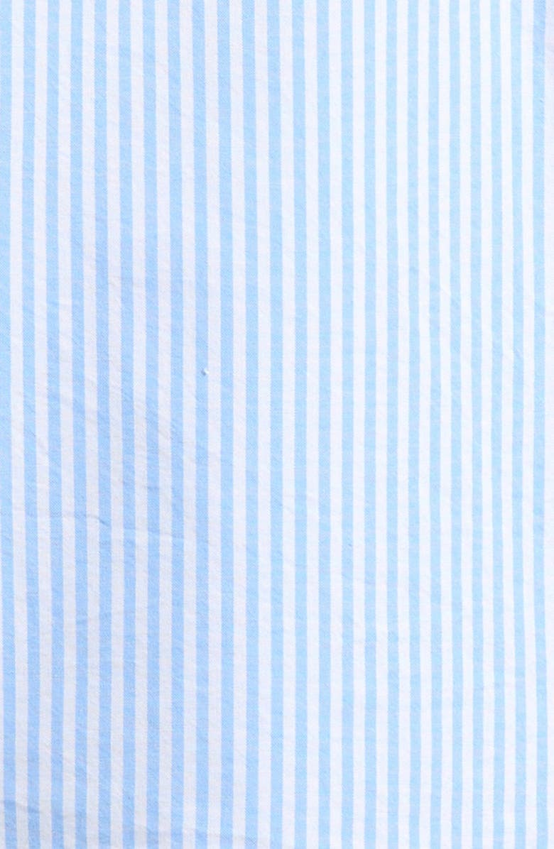 Nordstrom Kids' Patterned Short Sleeve Cotton Button-Up Shirt, Alternate, color, Blue Windsurfer Pin Stripe