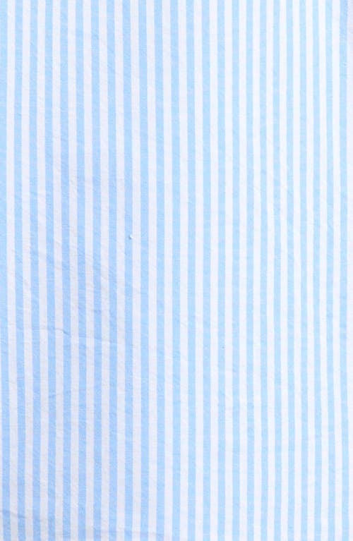 Nordstrom Kids' Patterned Short Sleeve Cotton Button-up Shirt In Blue Windsurfer Pin Stripe