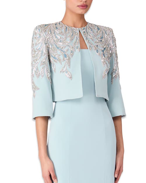 Jenny Packham Satin Embellished Versalilles Jacket In Blue